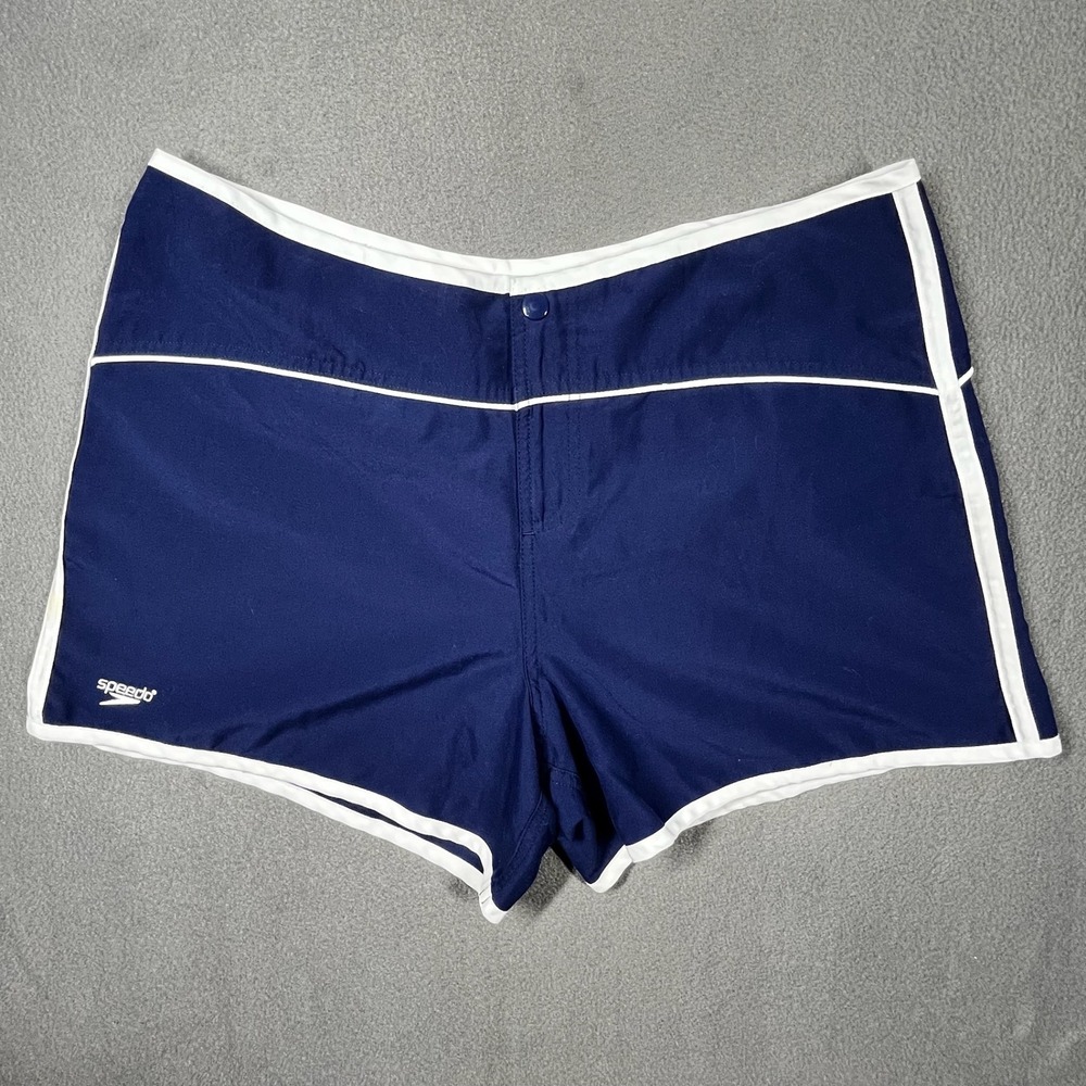 Vintage Speedo Nylon Hoochie Daddy Shorts‎ Navy White trim Retro 80s Size M